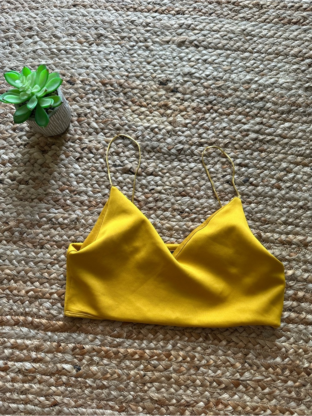 YELLOW V NECK CROP TANK